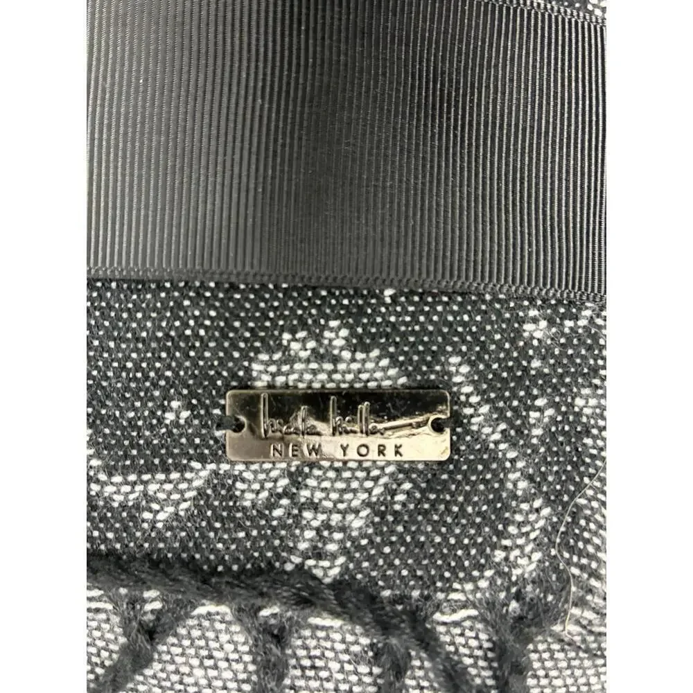 Nicole Miller New York Black and Silver Floral Pattern Scarf